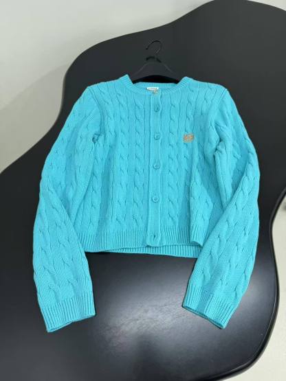 LEW 25SS Embroidered Fried Dough Twists knit cardigan