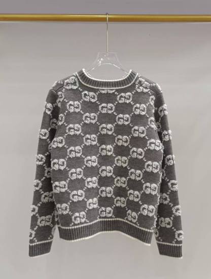 GG Round neck double G letter thick wool cardigan