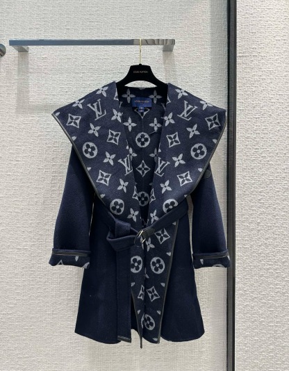 1V 25SS Full printed wrap style hooded woolen windbreaker