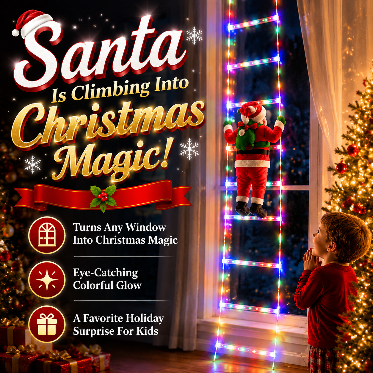 🎄Christmas Early Bird Sale - 🎅✨Climbing Santa LED Christmas Decoration