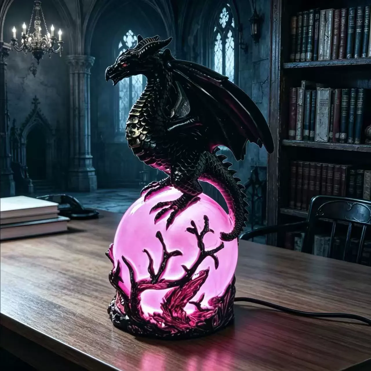 🔮Gothic Dragon LED Crystal Ball Lamp for Dark Aesthetic Decor