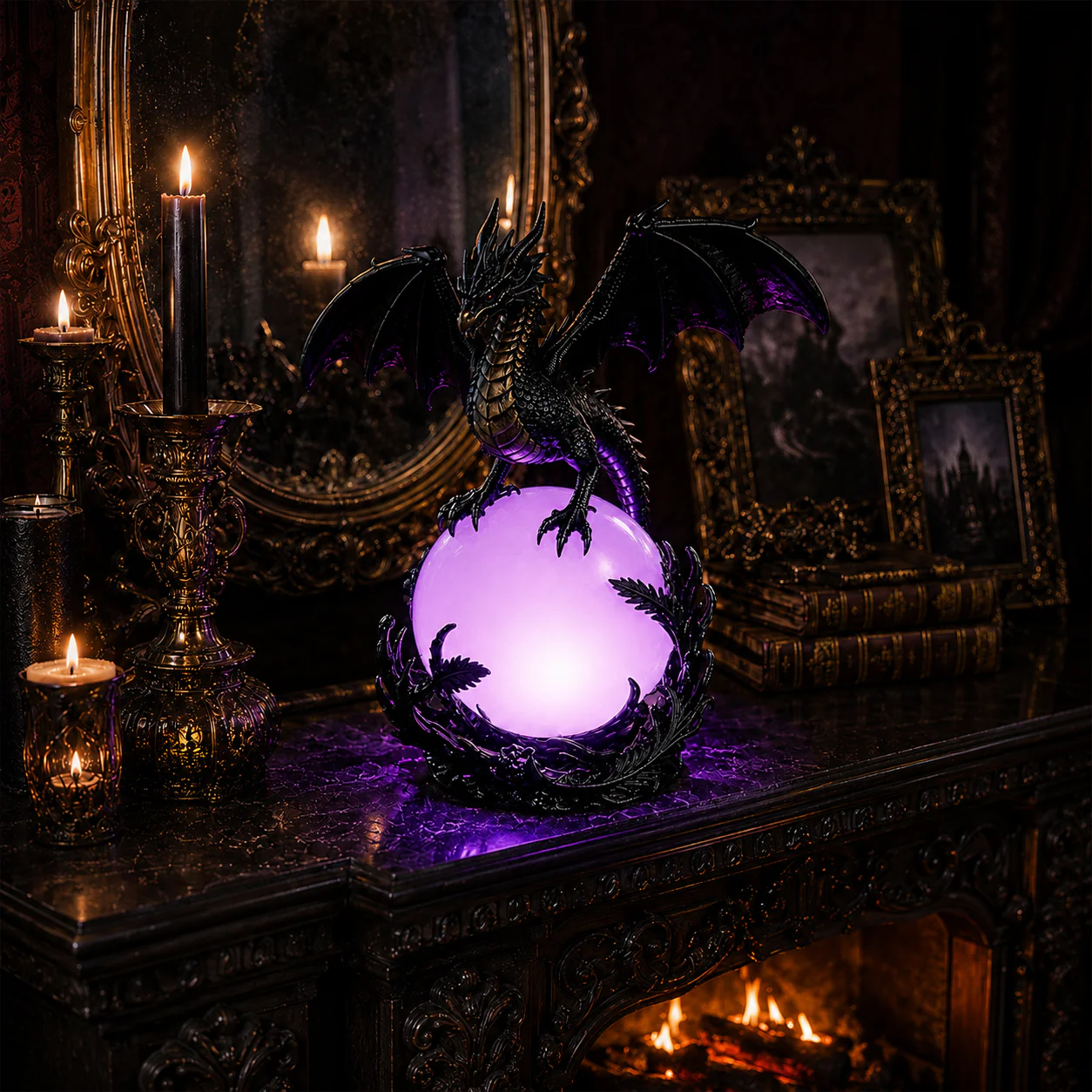 🔮Gothic Dragon LED Crystal Ball Lamp for Dark Aesthetic Decor