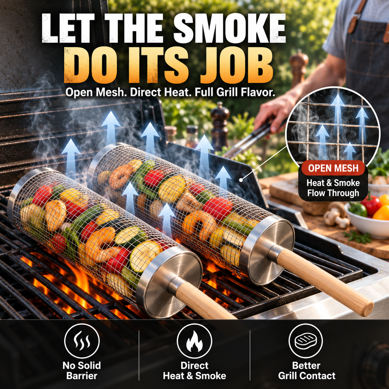 🔥75% OFF - Rolling 304 Stainless Steel Grill Basket for Small Foods