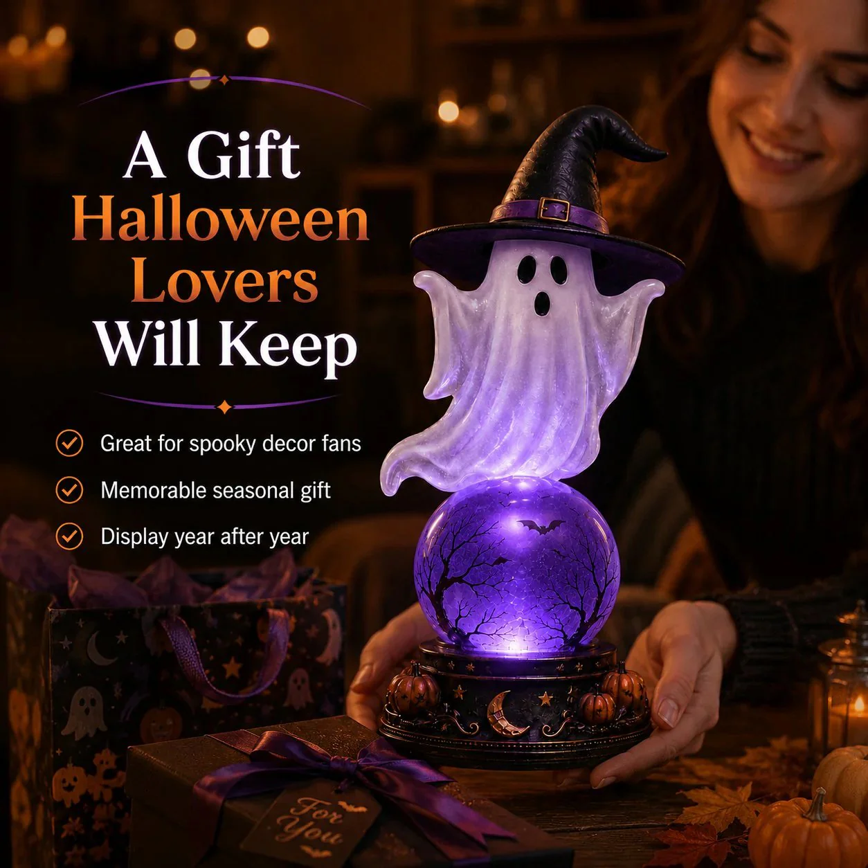 🔥 Last Day 49% OFF🎃Halloween Raven Crystal Ball Lighted Decor👻
