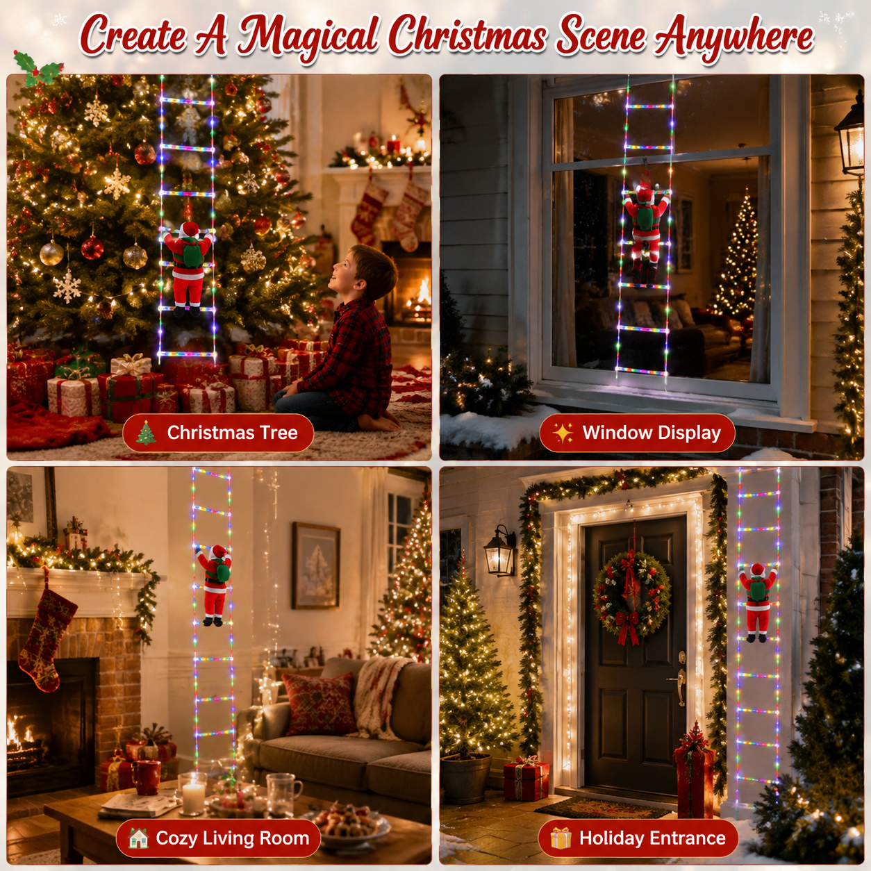 🎄Christmas Early Bird Sale - 🎅✨Climbing Santa LED Christmas Decoration