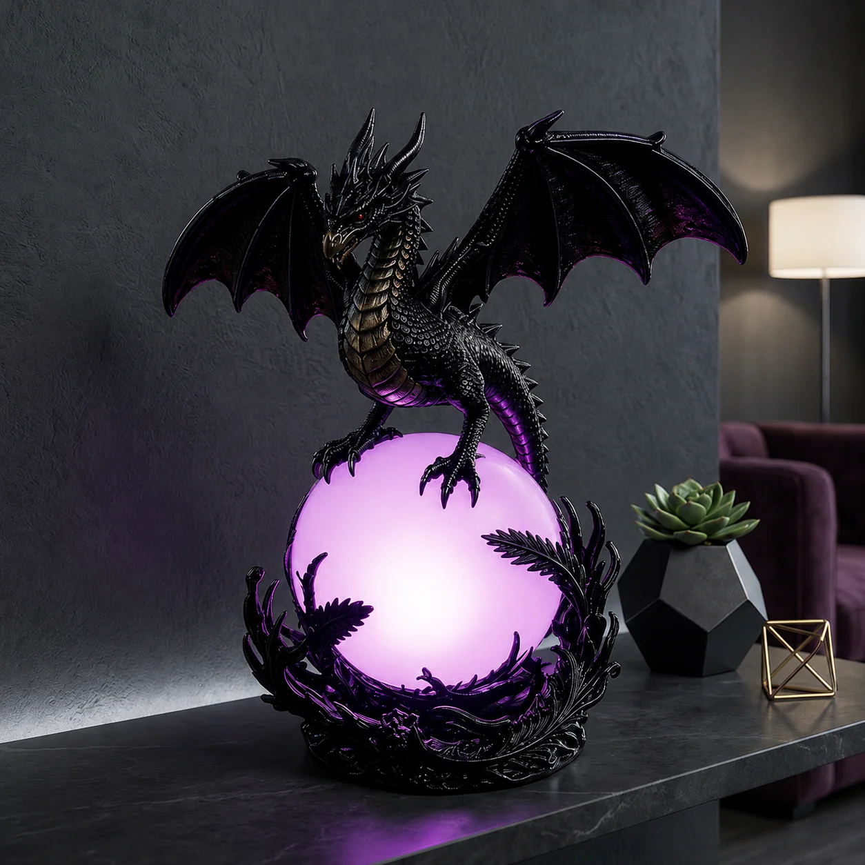🔮Gothic Dragon LED Crystal Ball Lamp for Dark Aesthetic Decor