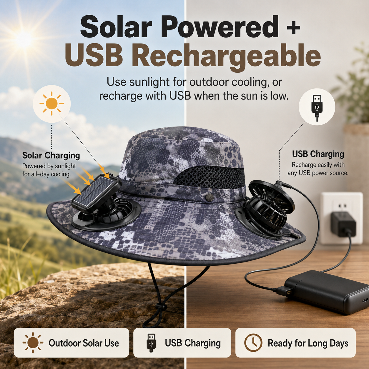 🔥HOT SALE NOW 70% OFF🔥Solar Cooling Sun Hat – Portable Fan Cap