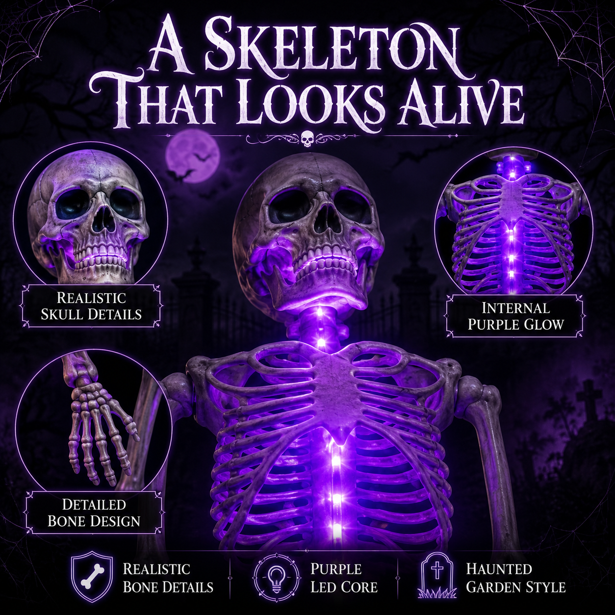 🎃 Halloween Early Bird Sale | 🔥 60% OFF 💀 Skeleton Solar Light Garden Stake