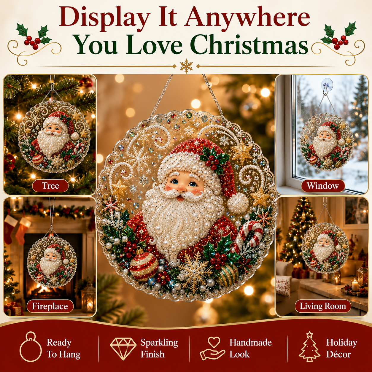 🎄LAST DAY 4% OFF – ✨ Christmas Pearl Diamond Art Hanging Ornament Kit | DIY Handmade Holiday Hanging Decor 🎅💎