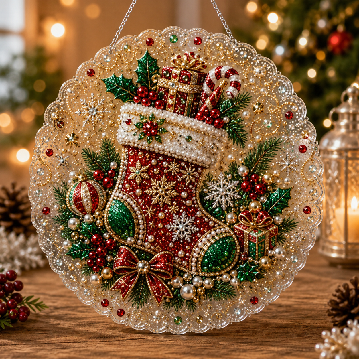 🎄LAST DAY 4% OFF – ✨ Christmas Pearl Diamond Art Hanging Ornament Kit | DIY Handmade Holiday Hanging Decor 🎅💎