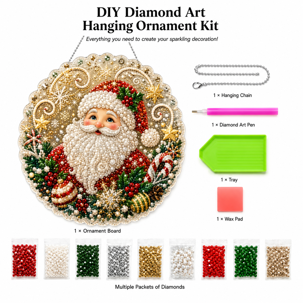 🎄LAST DAY 4% OFF – ✨ Christmas Pearl Diamond Art Hanging Ornament Kit | DIY Handmade Holiday Hanging Decor 🎅💎