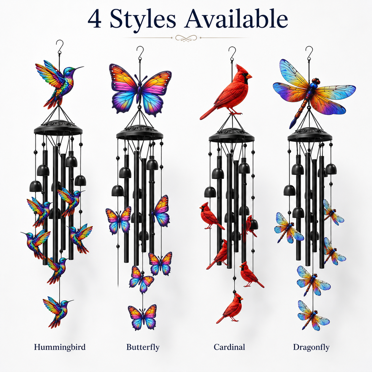 🔥 LAST DAY 49% OFF-🐦Vintage Colorful Hummingbird Wind Chime with Metal Tubes and Bells - 🔥 Buy 2 Free Shipping