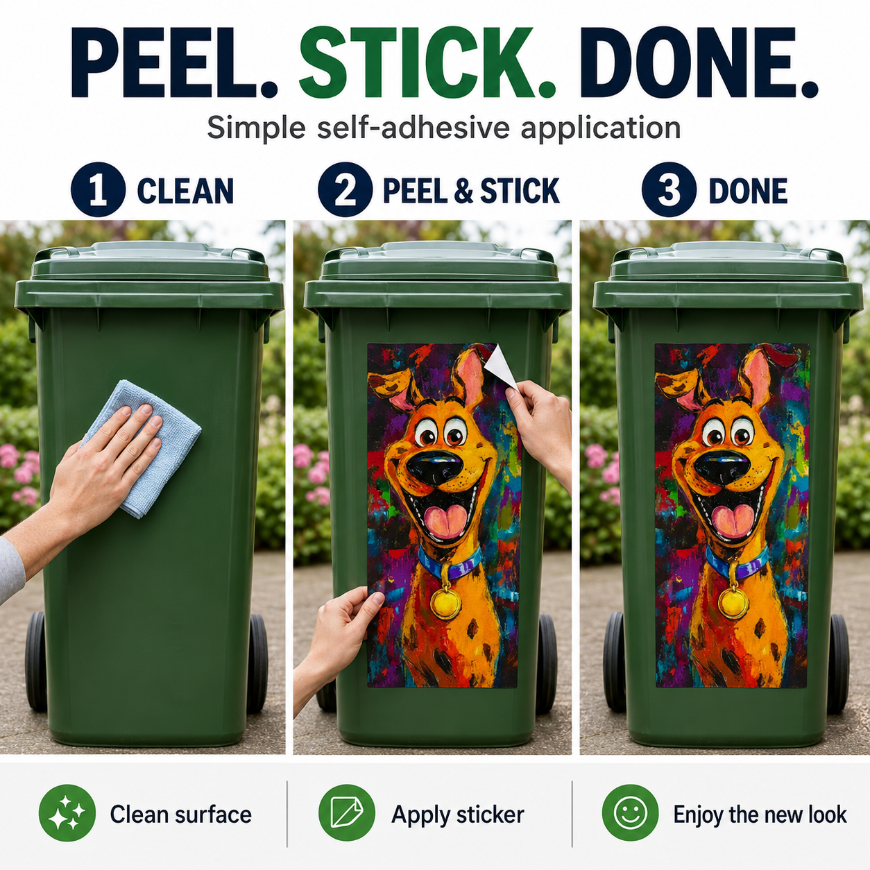 🔥70% OFF Today - Creative Trash Can Sticker with Colourful Cartoon ✨