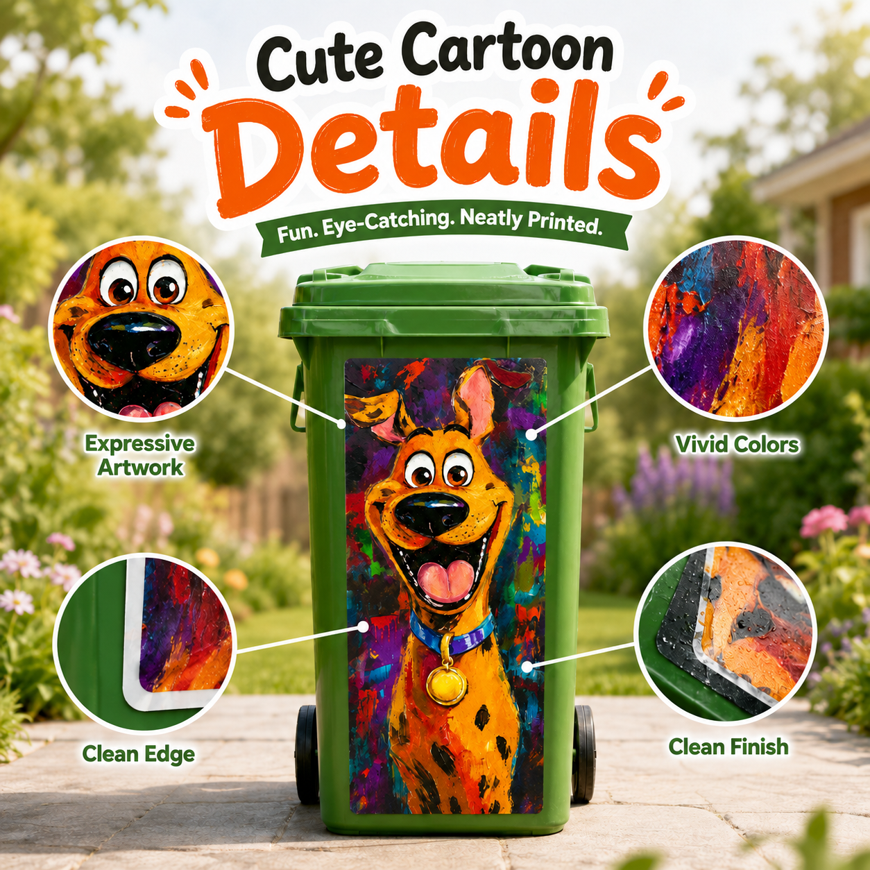 🔥70% OFF Today - Creative Trash Can Sticker with Colourful Cartoon ✨