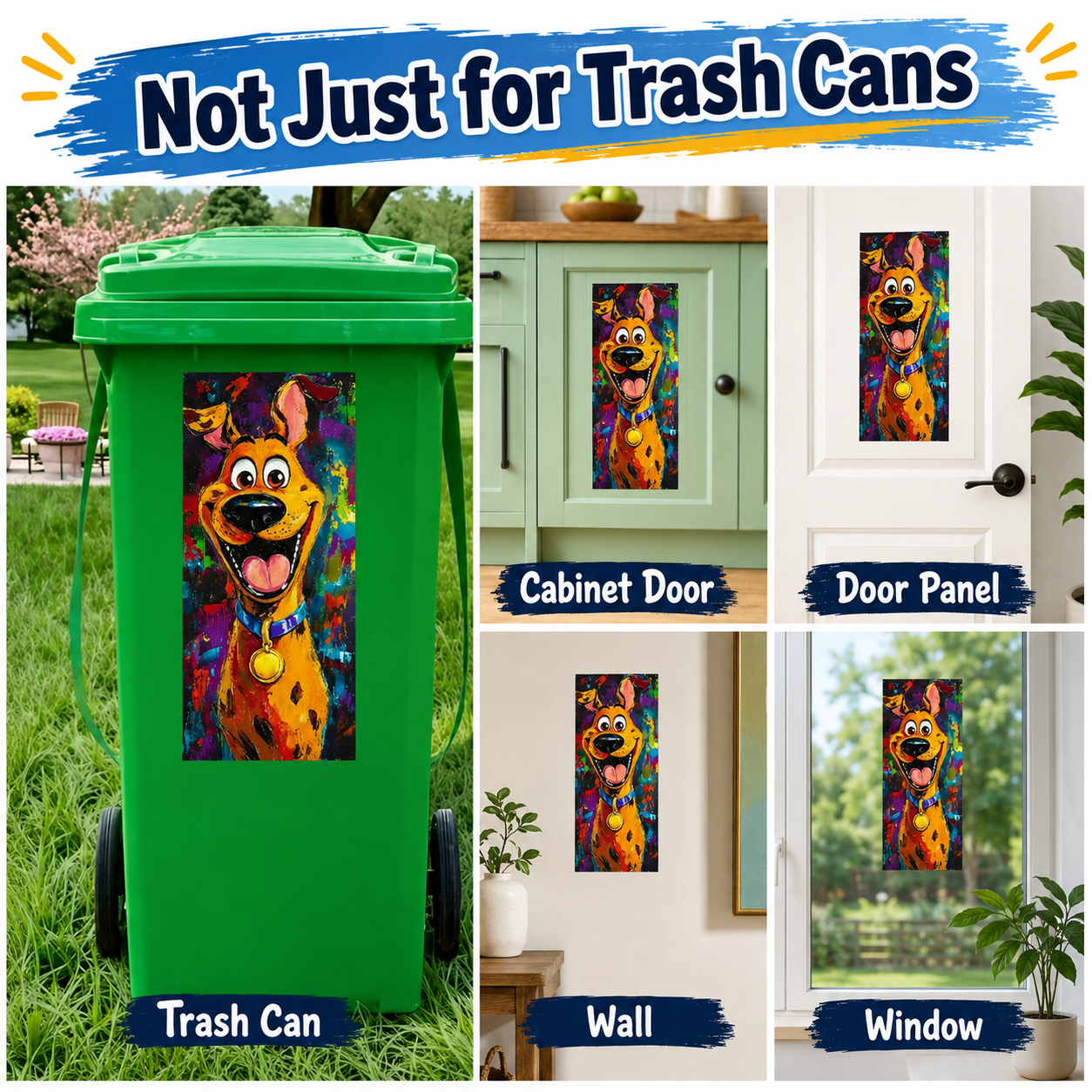 🔥70% OFF Today - Creative Trash Can Sticker with Colourful Cartoon ✨