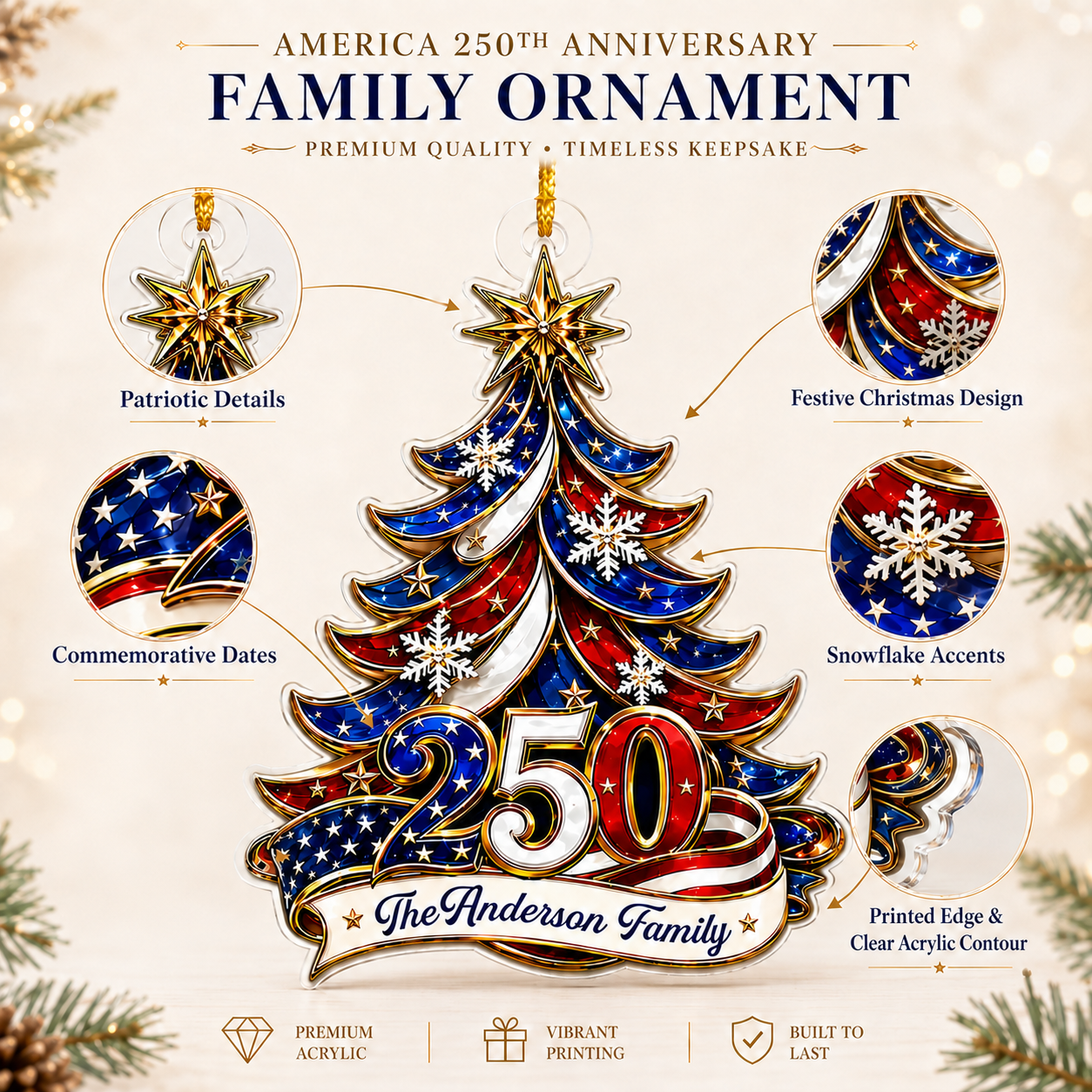 🔥 70% OFF Today - 🎄 America 250th Anniversary Christmas Ornament