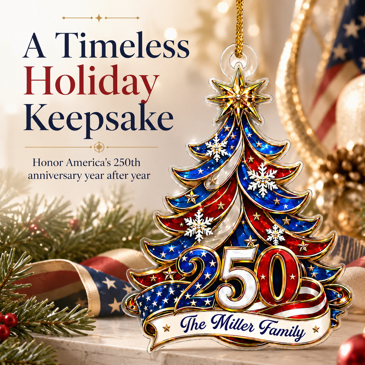 🔥 70% OFF Today - 🎄 America 250th Anniversary Christmas Ornament