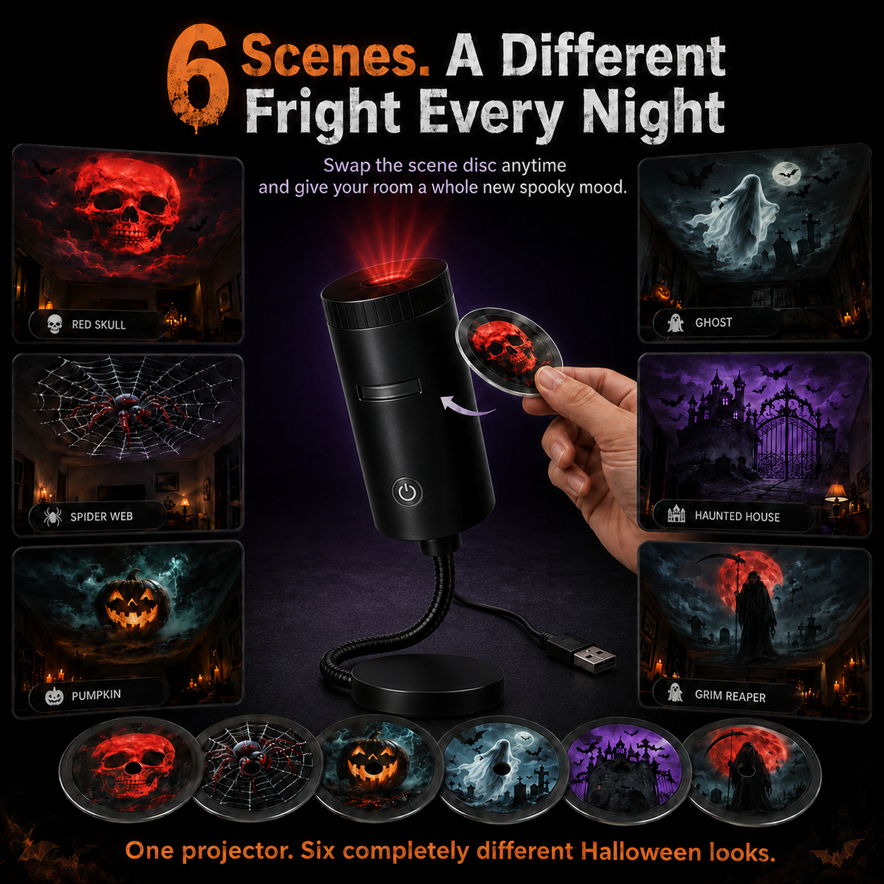 🎃 Halloween Sale 70% OFF 💫 Plug-&-Play Halloween Scene Projector