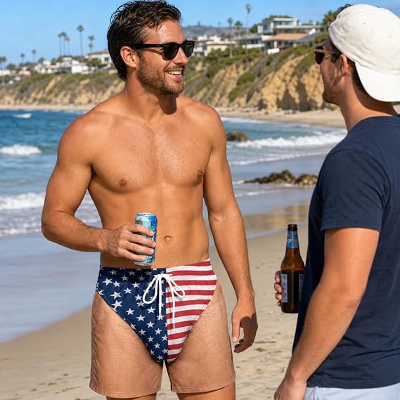 Personalized Funny Patriotic Mens Swim Trunks -  70% OFF 🏖️Personalized Summer Vacation And Travel Gifts For Men