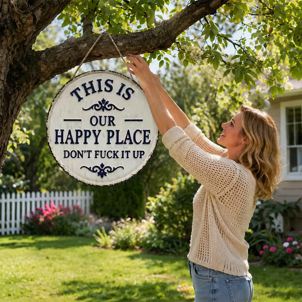 “This Is Our Happy Place” Hanging Sign