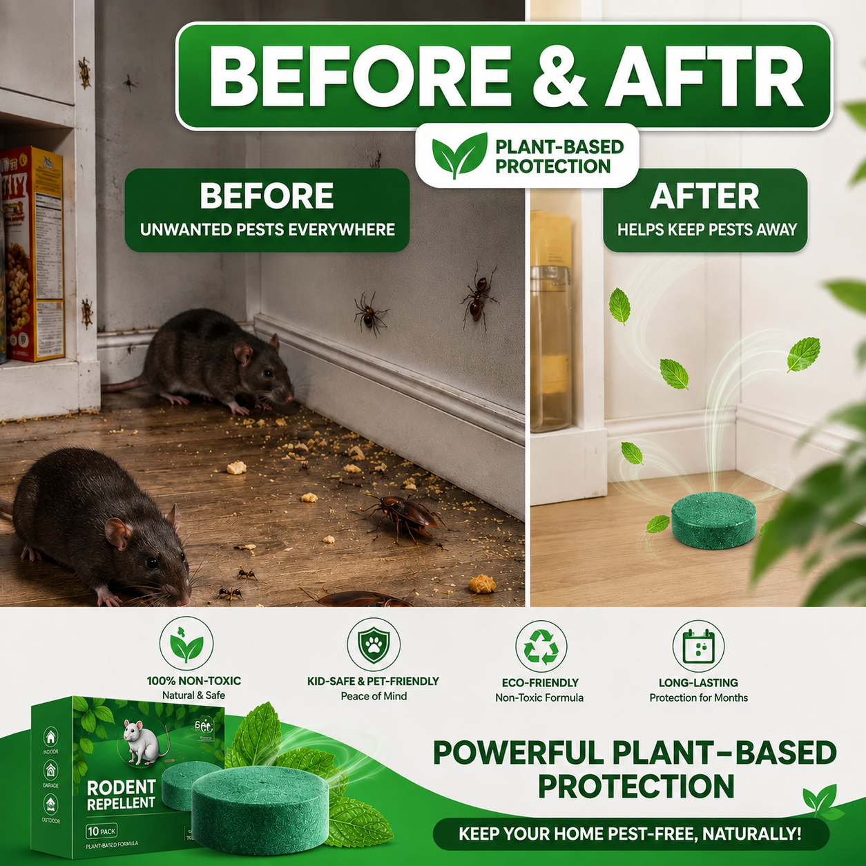 💥LAST DAY SALE 70%OFF💥🟢 Natural Peppermint Pest Repellent Tablets – 10 Pack