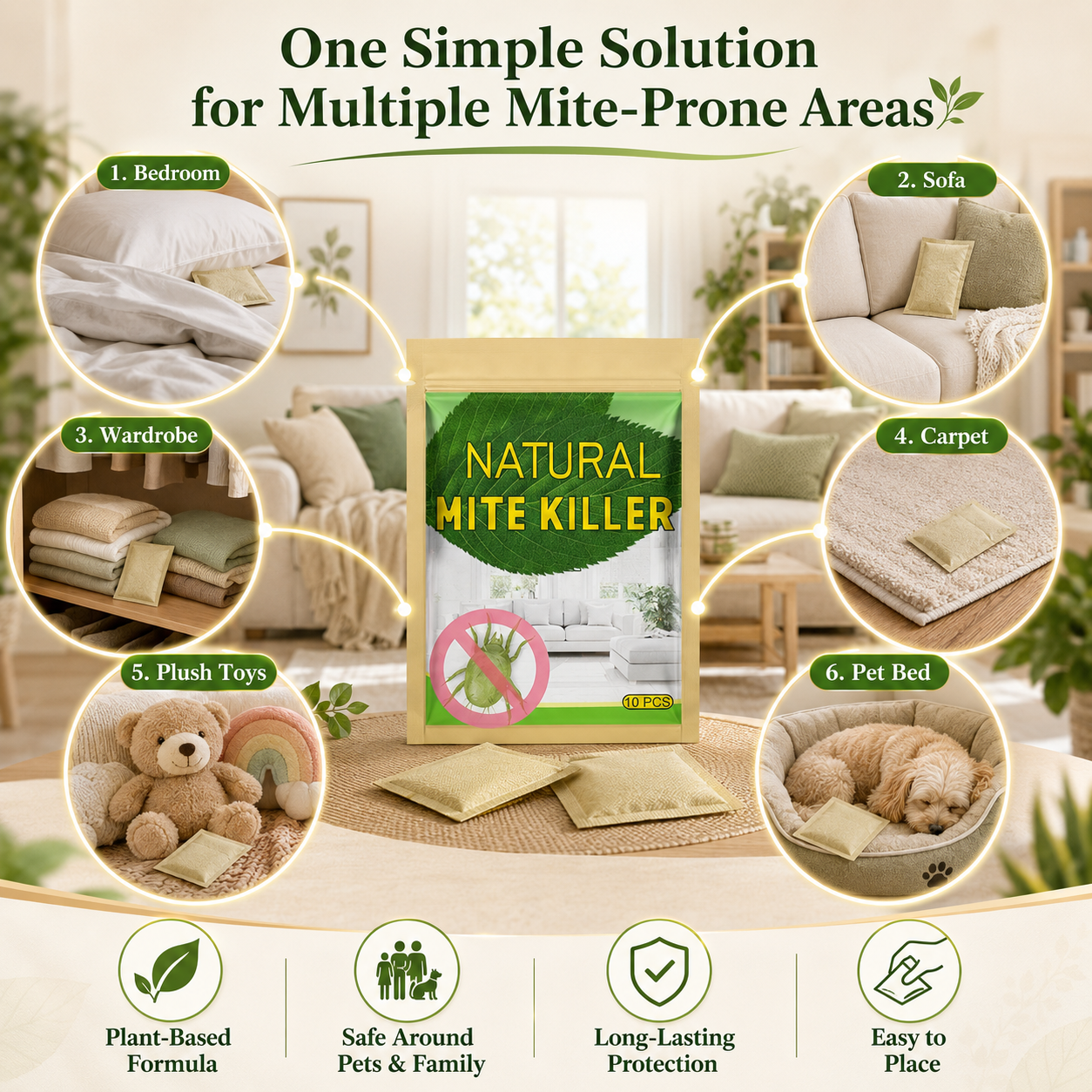 🔥Hot Sale 70% OFF🍃Natural Mite Control Sachet – Plant‑based, non‑toxic & safe around kids & pets