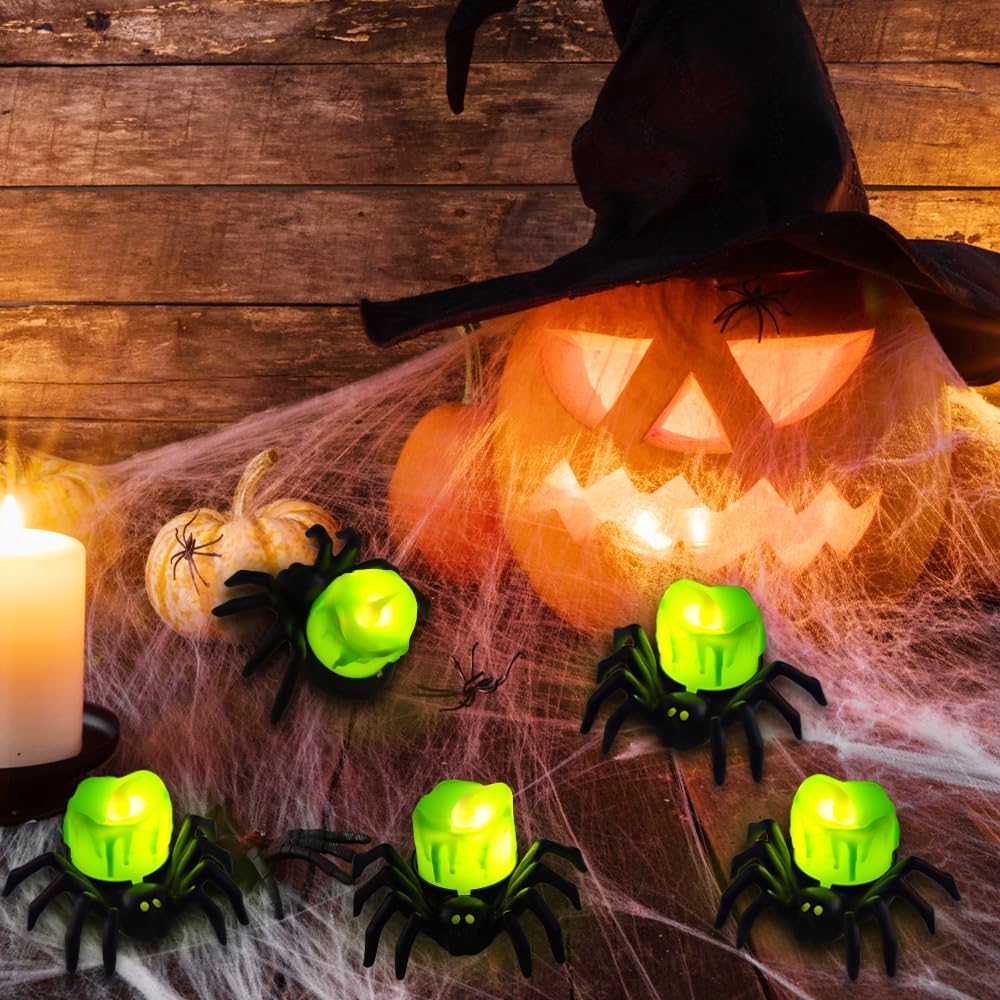 🏆2026 Hot Sale⚡🎃Halloween LED Pumpkin Lamp with Creepy Spider - Flameless Flickering Candle Light for Home Decor🕷️