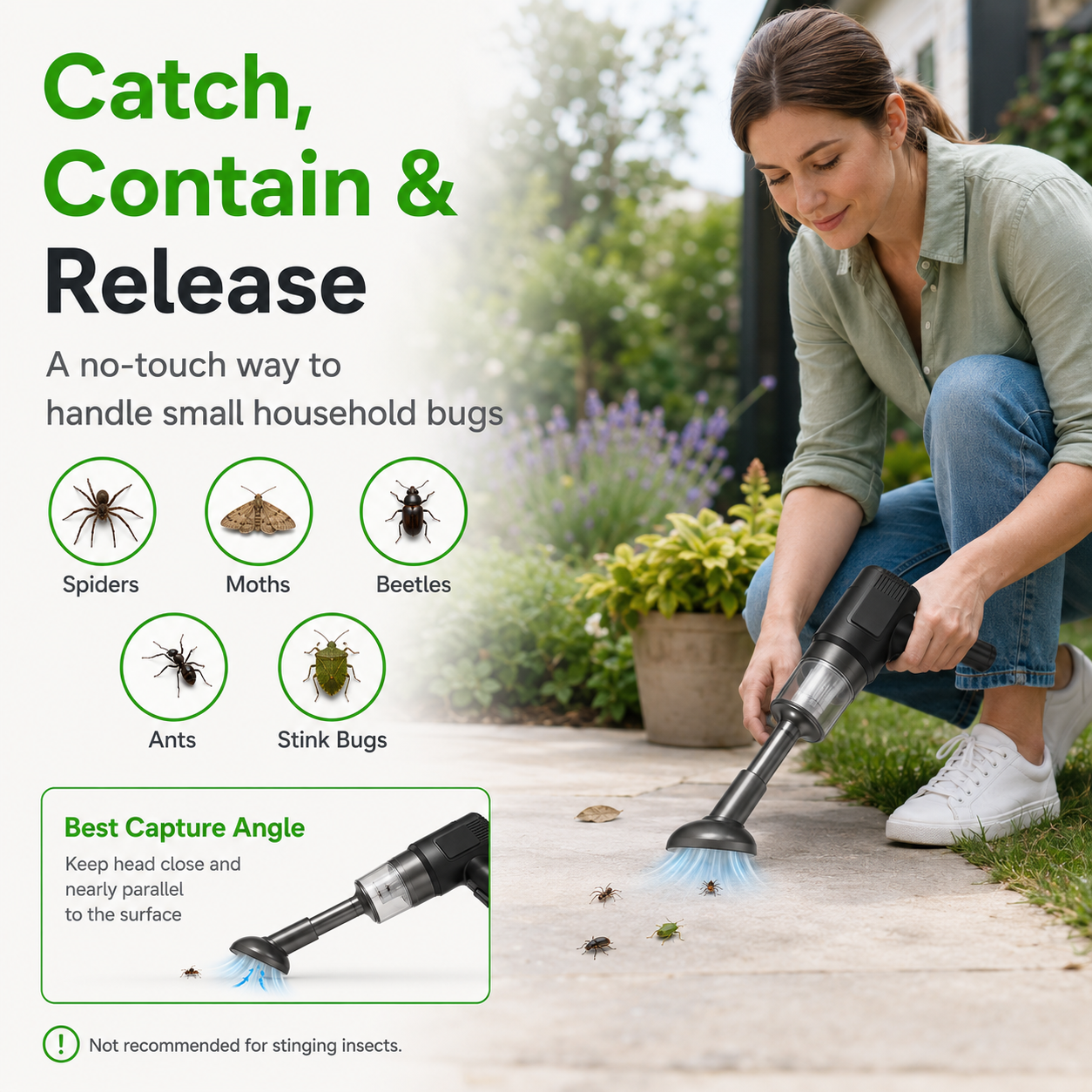 🔥 70% OFF -USB-C Rechargeable Bug Vacuum Catcher – No-Touch Spider & Insect Remover