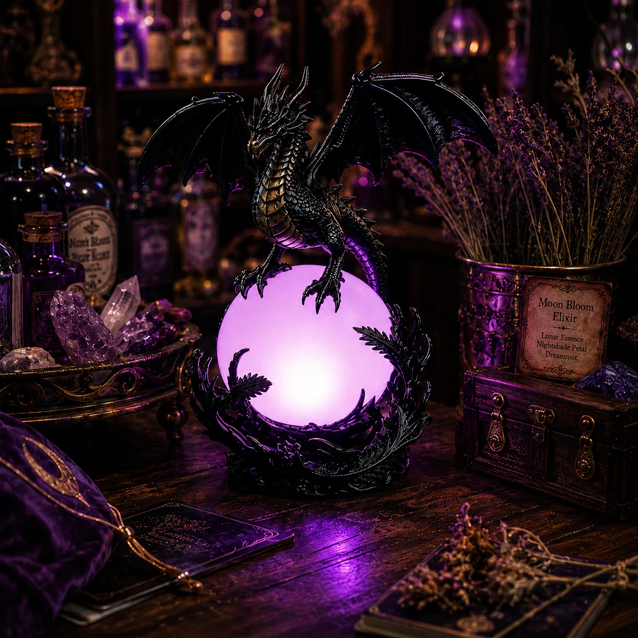 🔮Gothic Dragon LED Crystal Ball Lamp for Dark Aesthetic Decor