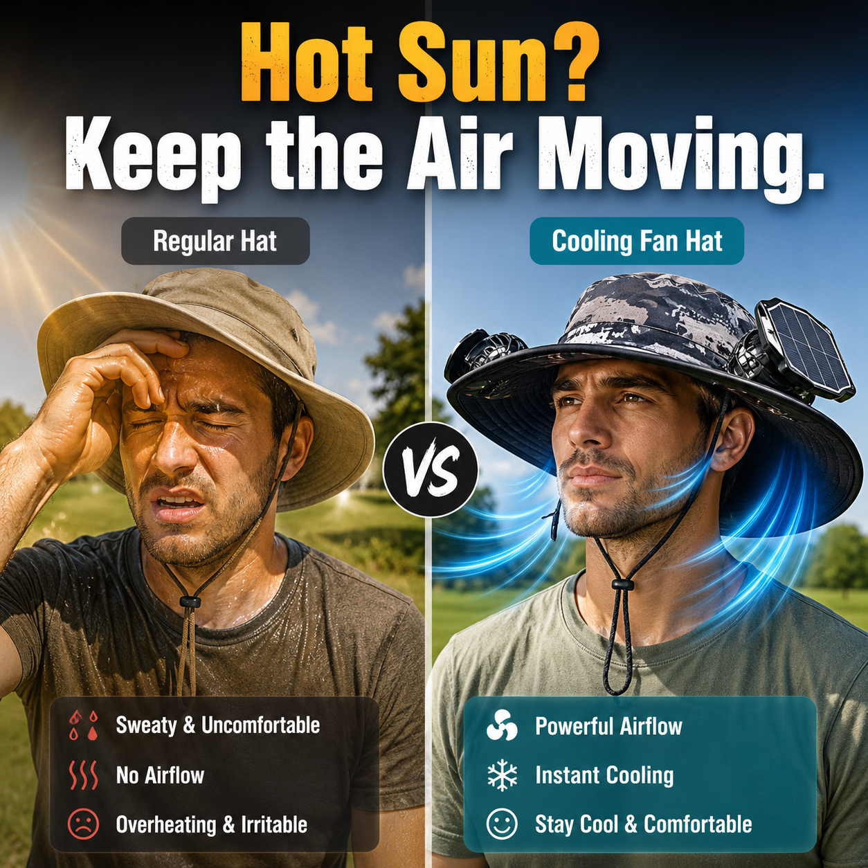 🔥HOT SALE NOW 70% OFF🔥Solar Cooling Sun Hat – Portable Fan Cap
