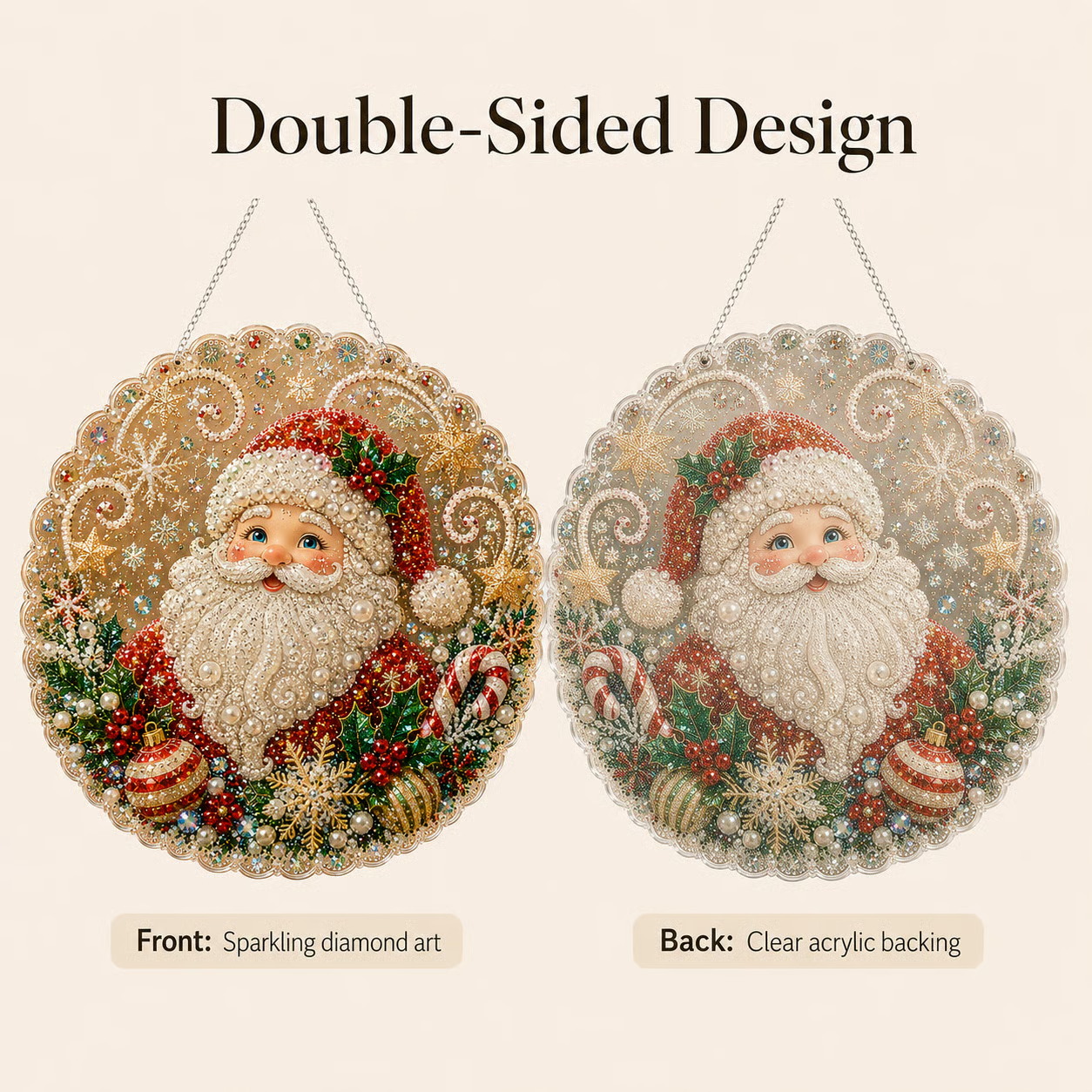 🎄 LAST DAY 49% OFF – ✨ Christmas Pearl Diamond Art Hanging Ornament Kit | Luxury Flocked Canvas with Scratch-Resistant Non-Fading Pearl Beads DIY Handmade Holiday Hanging Decor 🎅💎