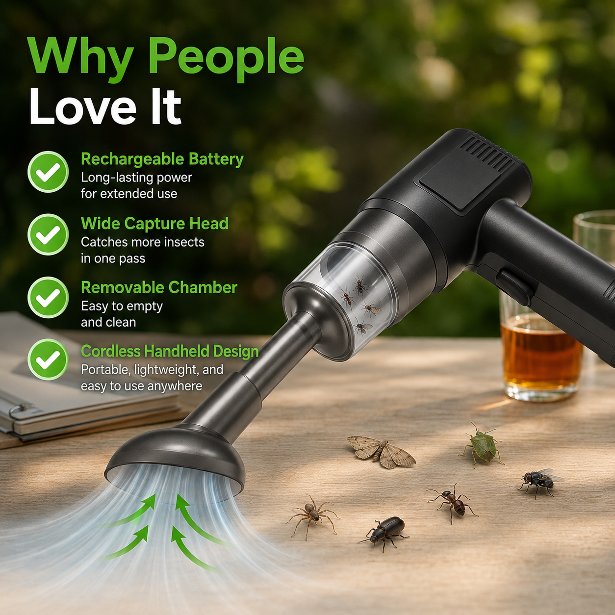 🔥 70% OFF -USB-C Rechargeable Bug Vacuum Catcher – No-Touch Spider & Insect Remover