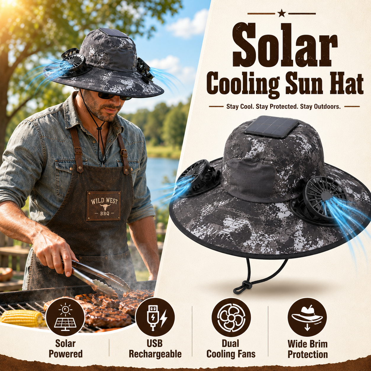 🔥HOT SALE NOW 70% OFF🔥Solar Cooling Sun Hat – Portable Fan Cap