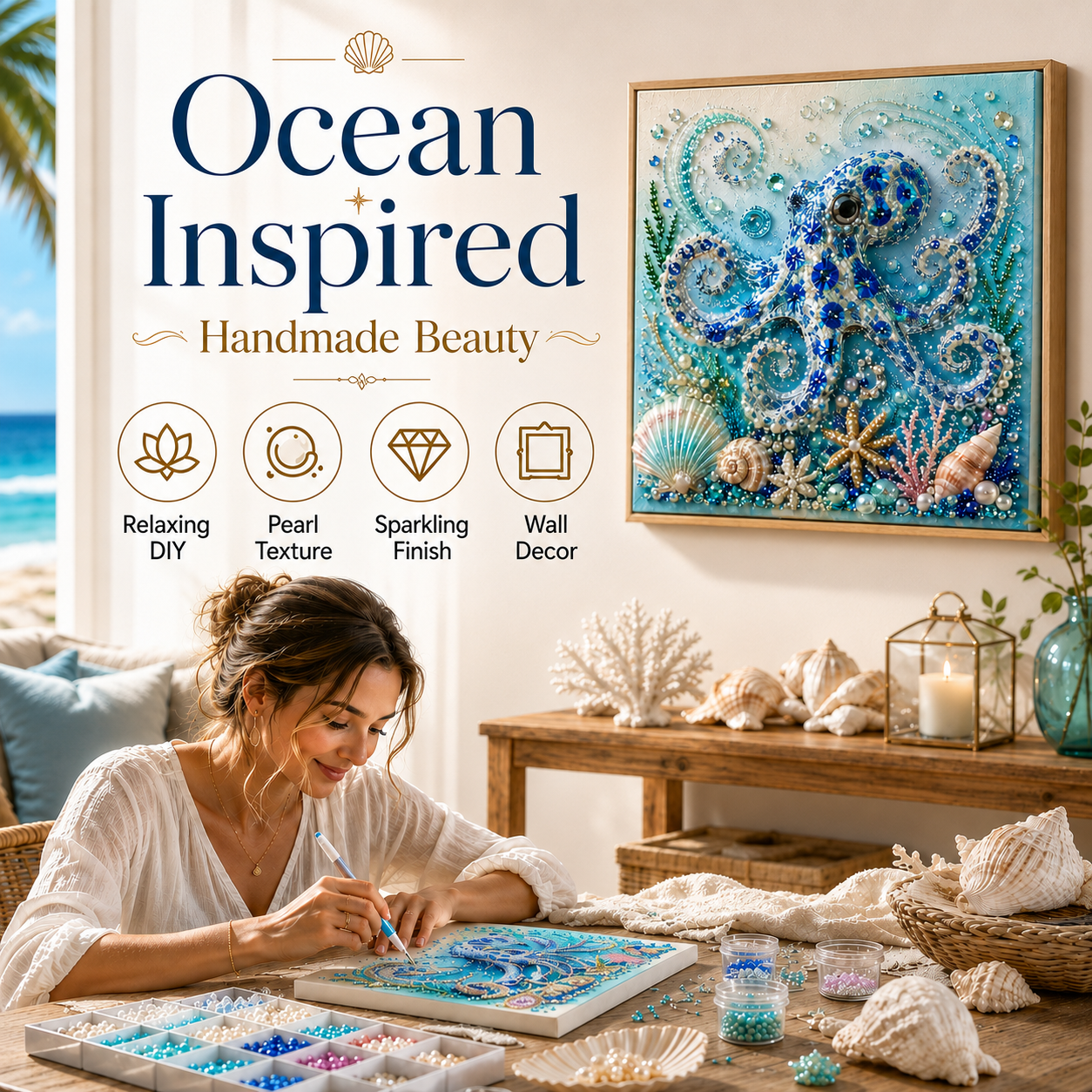 🔥 Last Day 70% OFF - 🌊✨ Ocean Theme Pearl Art DIY Kit
