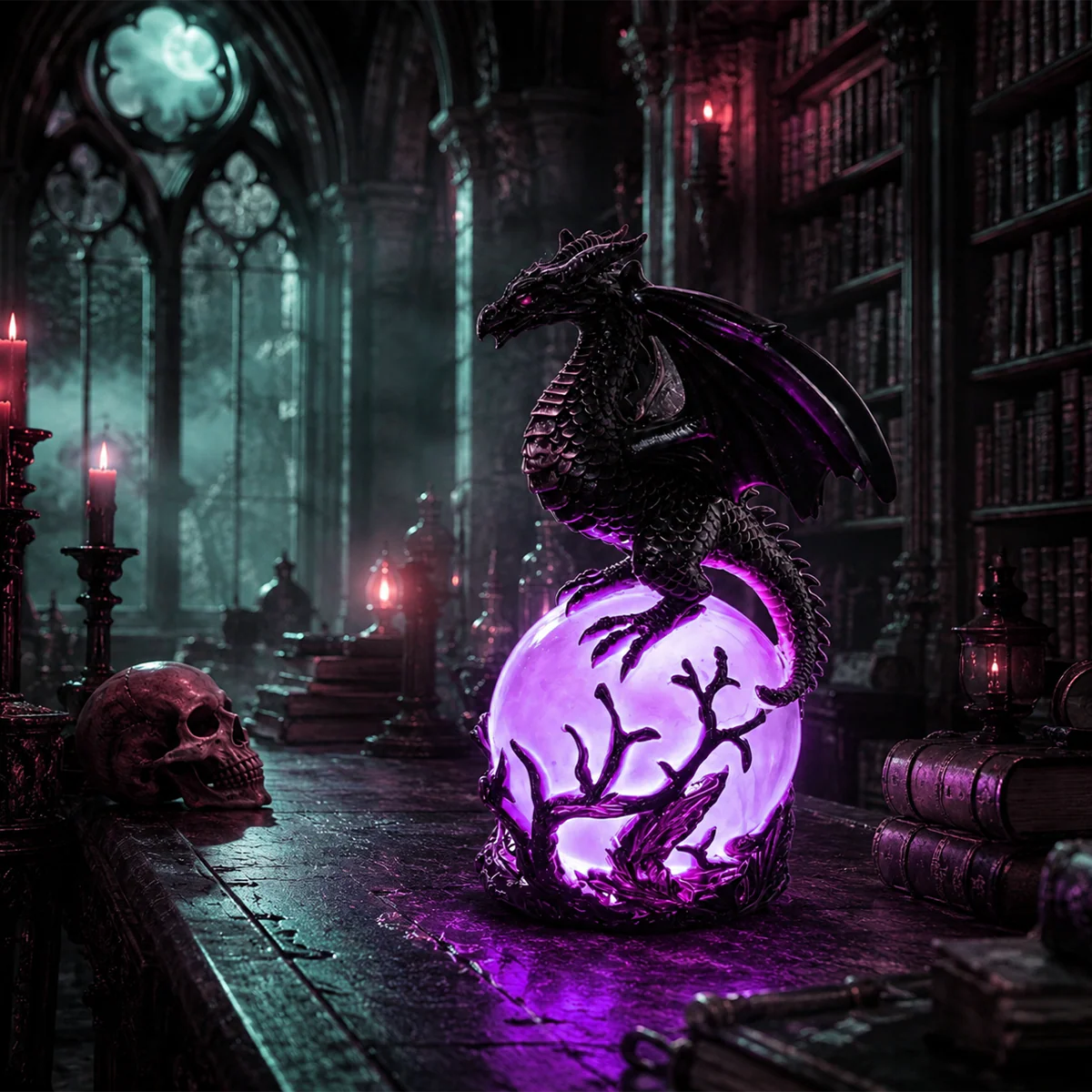 🔮Gothic Dragon LED Crystal Ball Lamp for Dark Aesthetic Decor