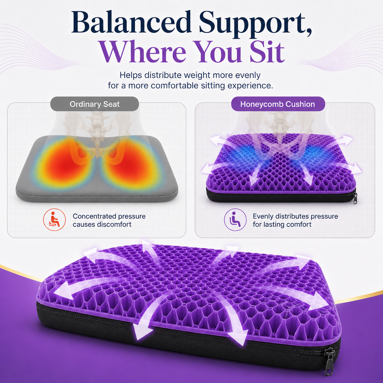 🔥70% OFF - ✨ Ergonomic Silicone Seat Cushion