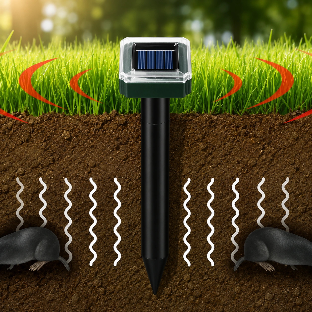 🎁Hot Sale 70% OFF - ☘️Solar Powered Waterproof Screw Mole Repellent
