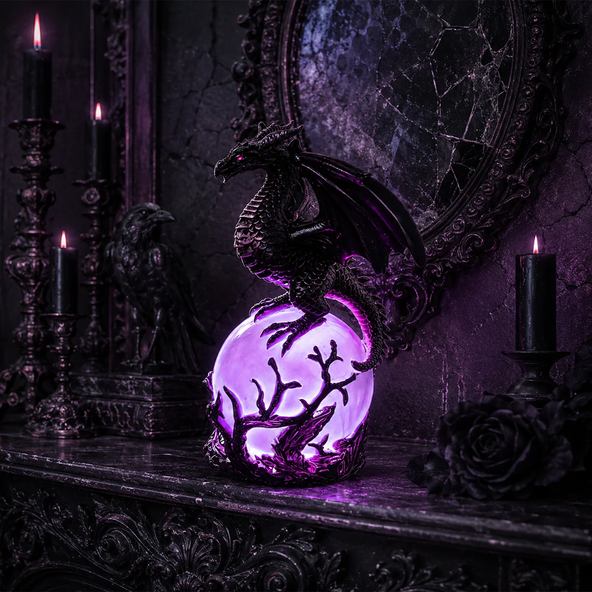 🔮Gothic Dragon LED Crystal Ball Lamp for Dark Aesthetic Decor