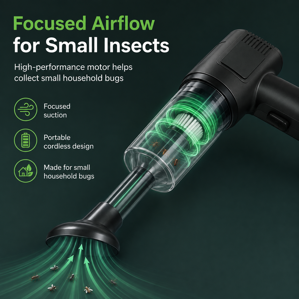 🔥 70% OFF -USB-C Rechargeable Bug Vacuum Catcher – No-Touch Spider & Insect Remover