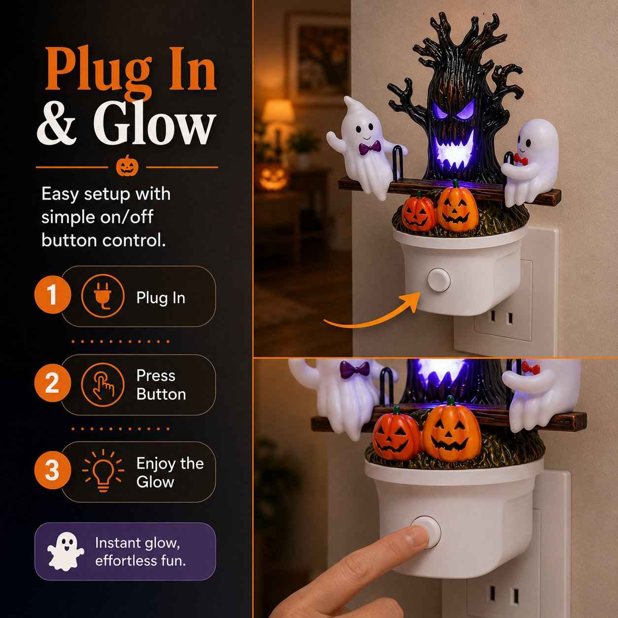 🔥LAST DAY 50% OFF🎃👻Animated Seesaw Ghost Plug In LED Night Light