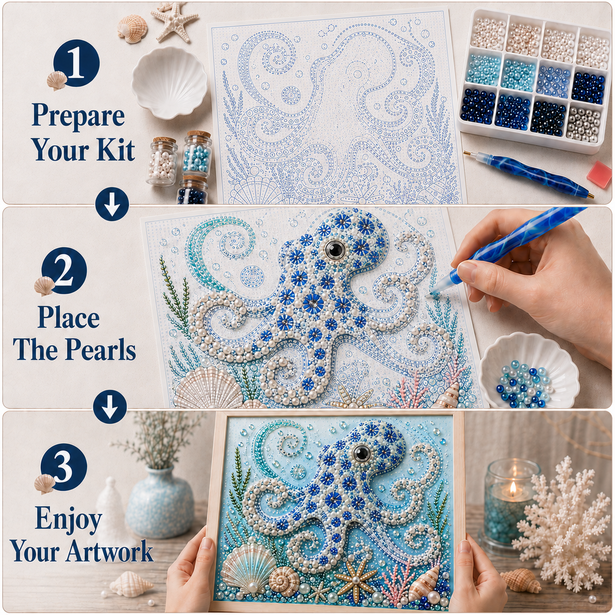🔥 Last Day 70% OFF - 🌊✨ Ocean Theme Pearl Art DIY Kit