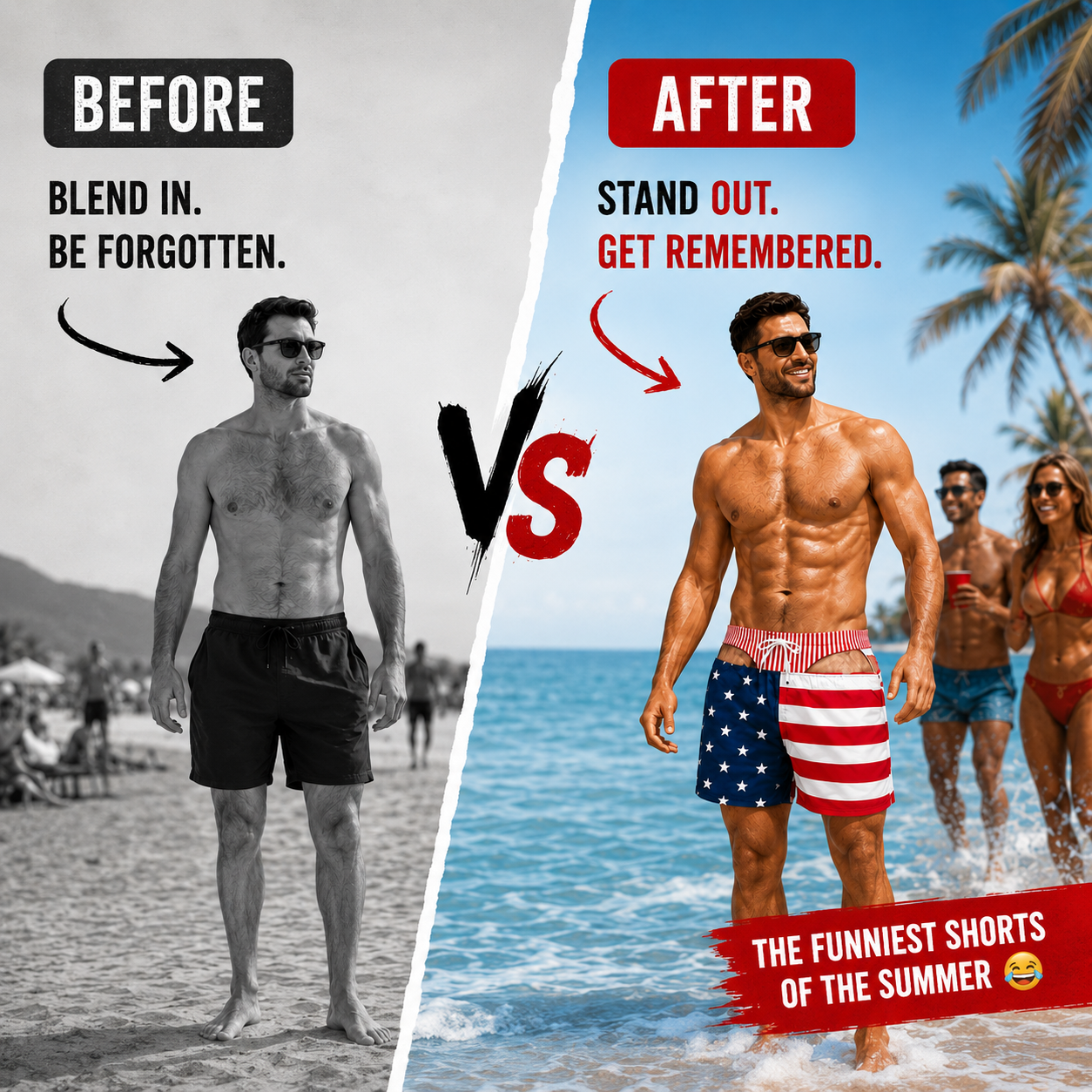  🔥 70%OFF - Funny Patriotic “Warning Wide Load” Swim Trunks – Custom Beach Shorts for Men