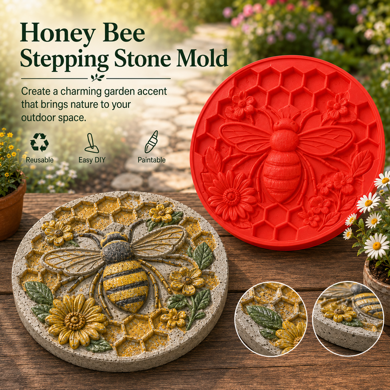 💥 49% OFF Today  🌻 Reusable Sunflower Stepping Stone Mold