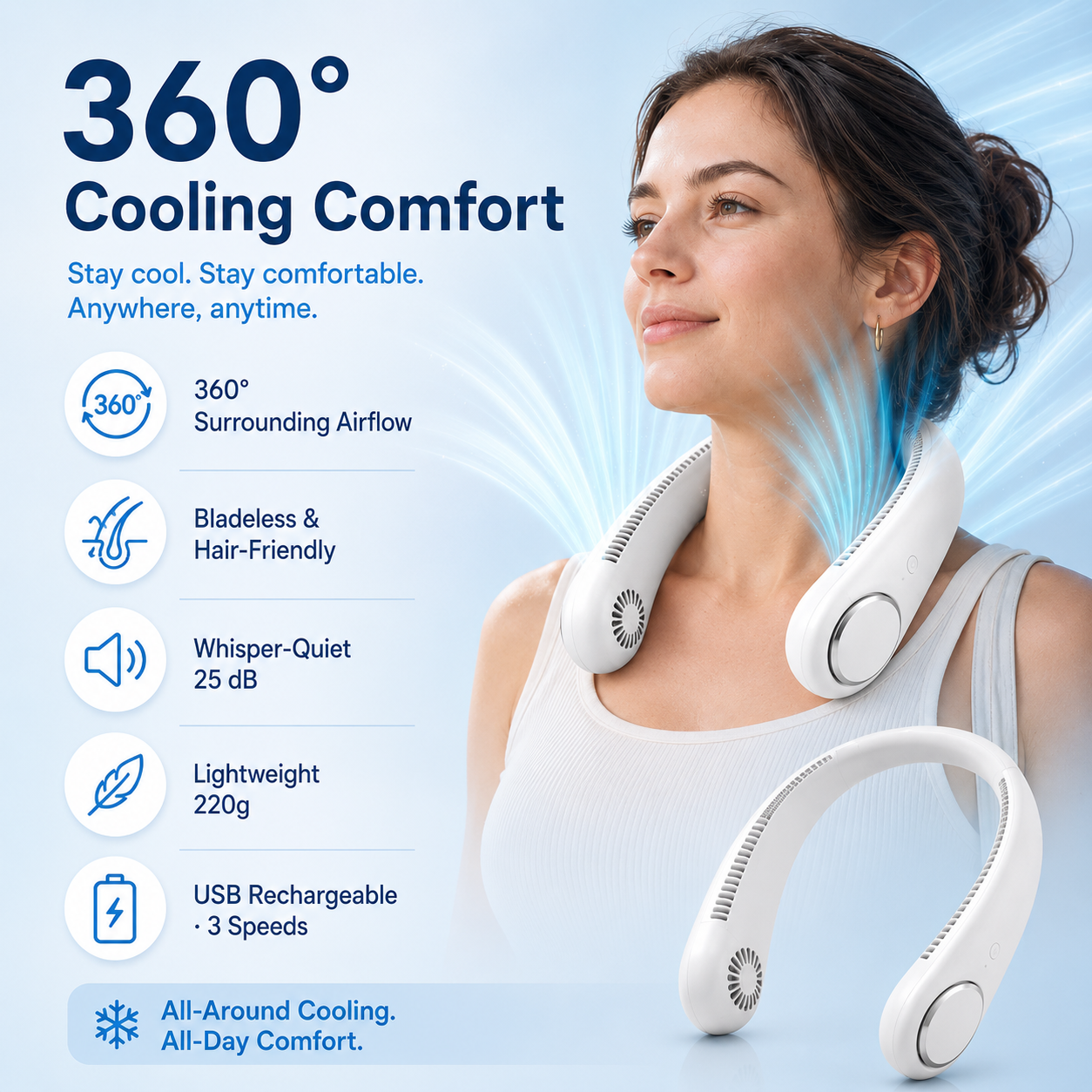 🔥75% OFF- Wearable Bladeless Neck Fan