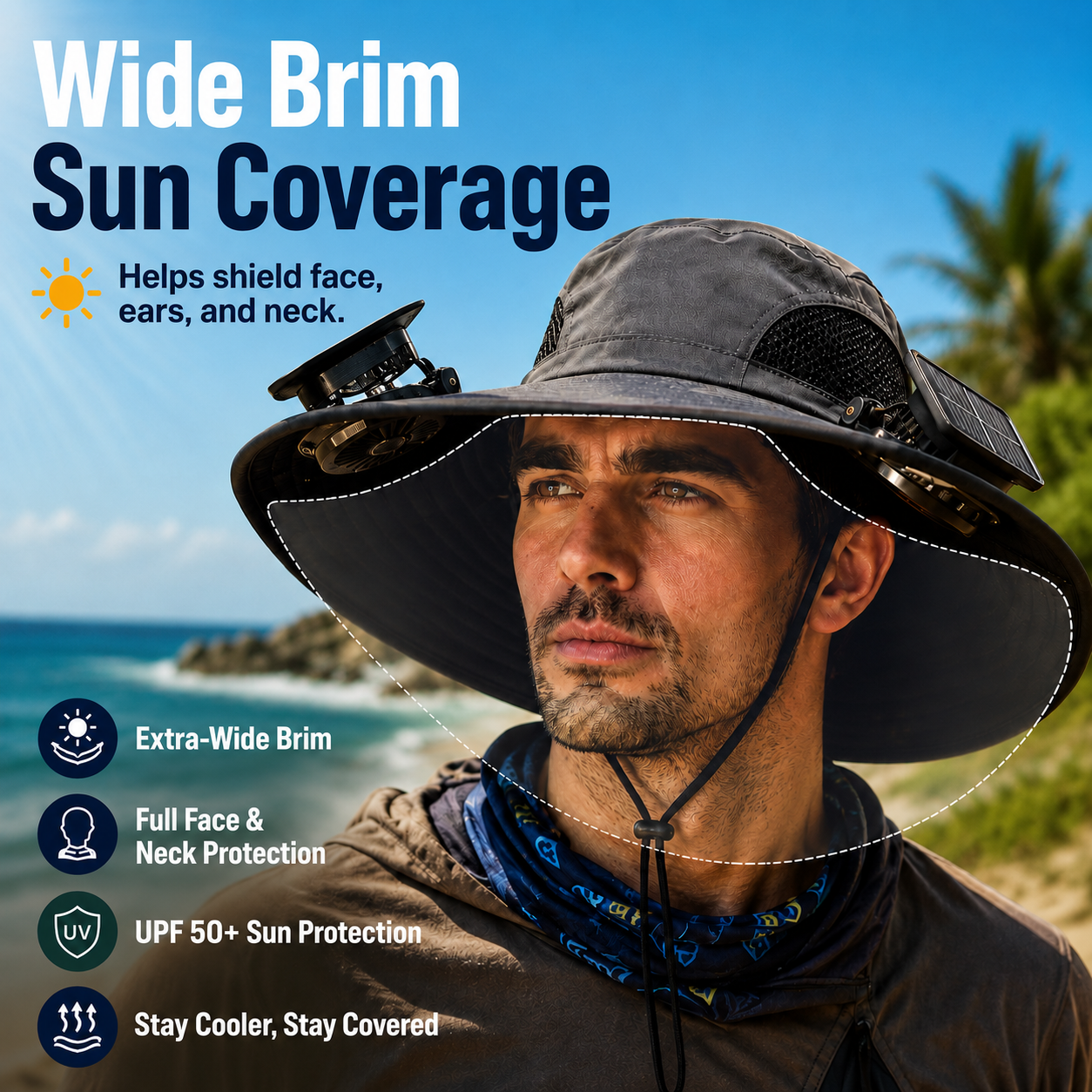 🔥HOT SALE NOW 70% OFF🔥Solar Cooling Sun Hat – Portable Fan Cap