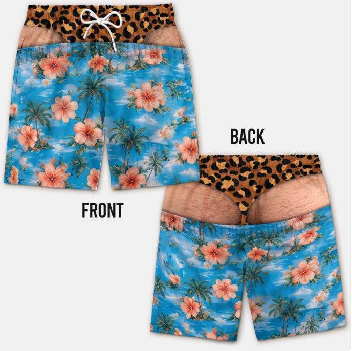  🔥 70%OFF - Funny Patriotic “Warning Wide Load” Swim Trunks – Custom Beach Shorts for Men