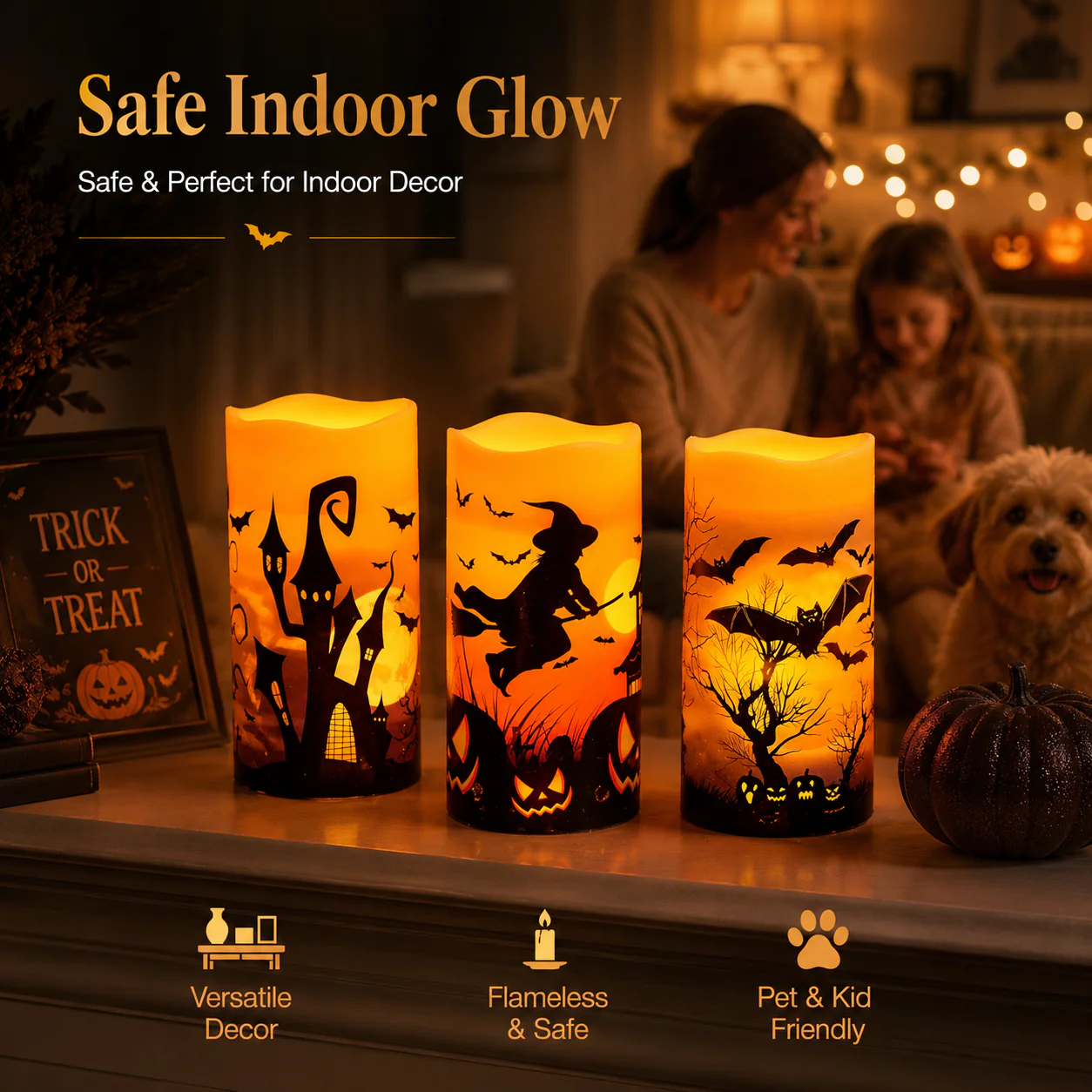 🕯️ Halloween Flameless Flickering Candle Set