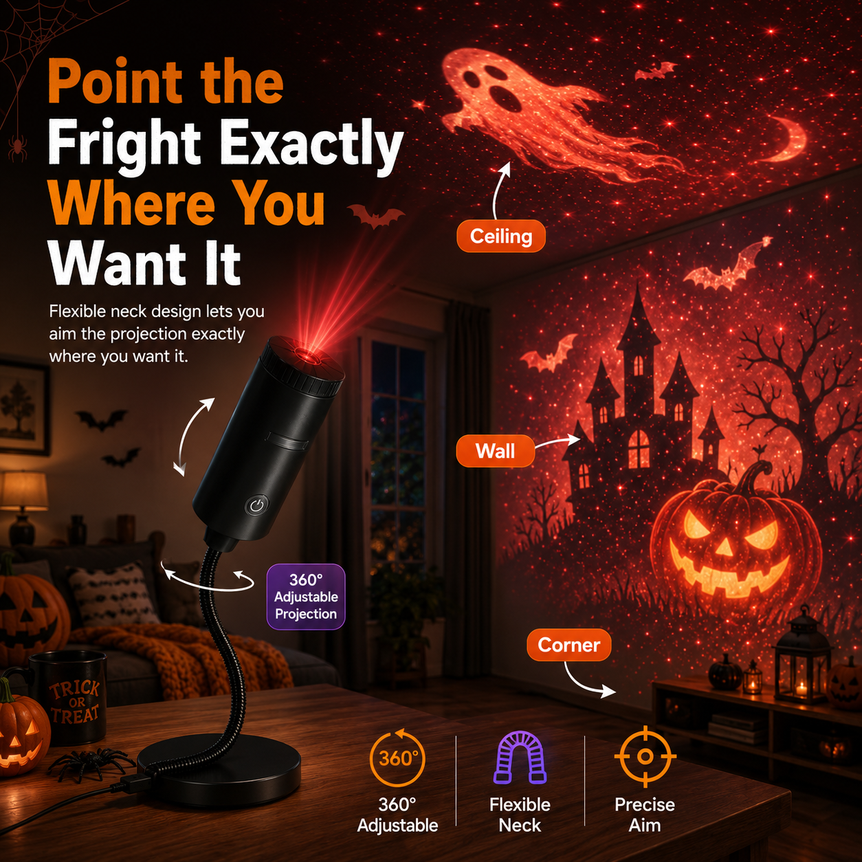 🎃 Halloween Sale 70% OFF 💫 Plug-&-Play Halloween Scene Projector