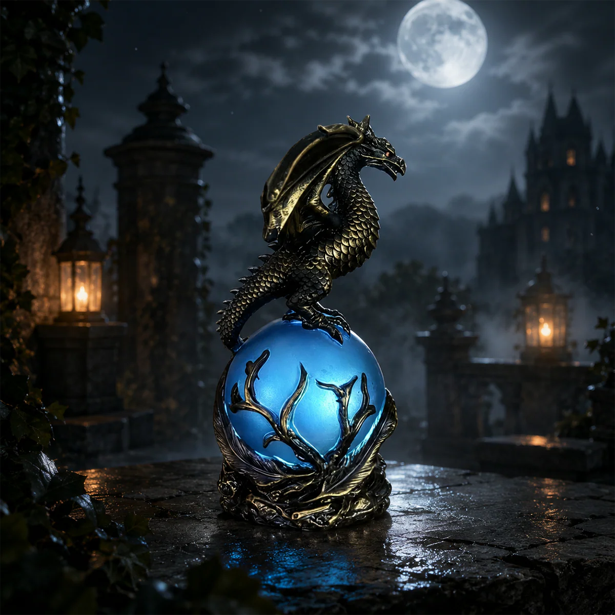 🔮Gothic Dragon LED Crystal Ball Lamp for Dark Aesthetic Decor