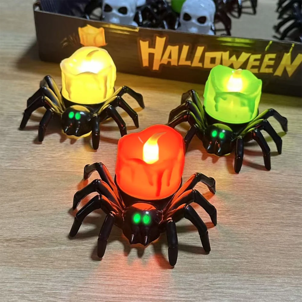 🏆2026 Hot Sale⚡🎃Halloween LED Pumpkin Lamp with Creepy Spider - Flameless Flickering Candle Light for Home Decor🕷️